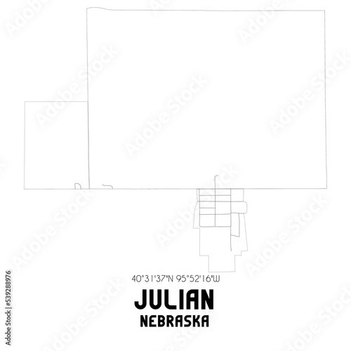 Julian Nebraska. US street map with black and white lines. photo
