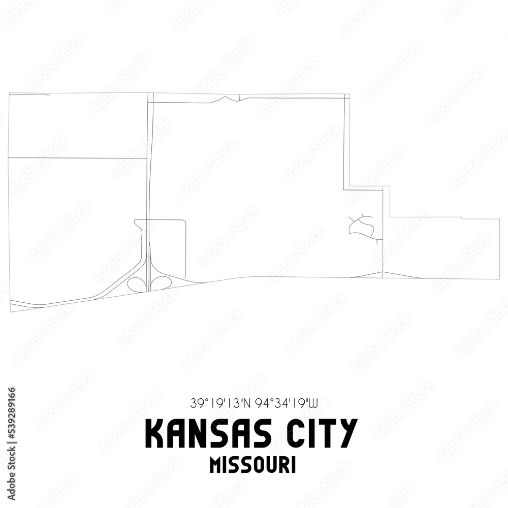 Kansas City Missouri. US street map with black and white lines. Kansas City Missouri. US street map with black and white lines.
