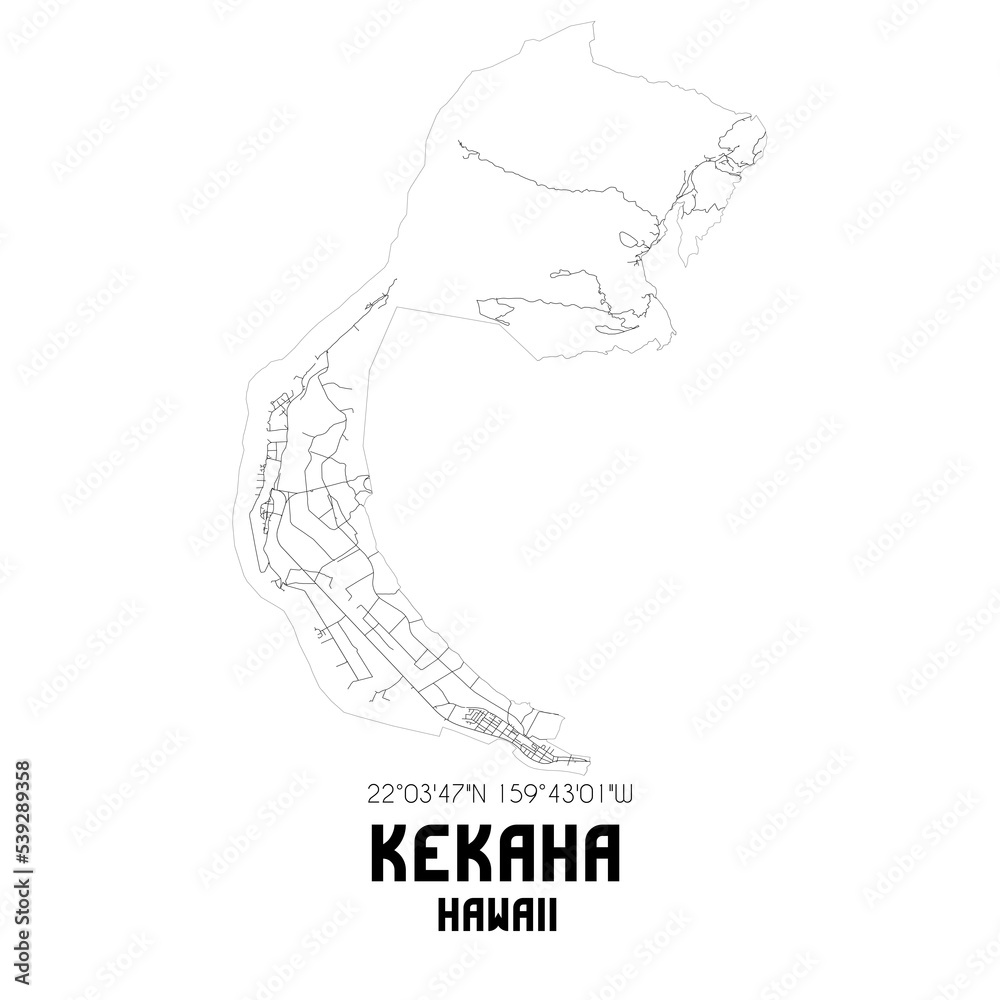 Kekaha Hawaii. US street map with black and white lines. Kekaha Hawaii. US street map with black and white lines.