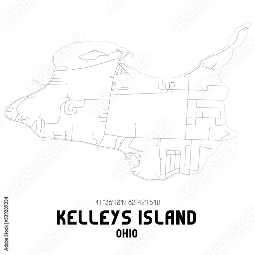 Kelleys Island Ohio. US street map with black and white lines. photo