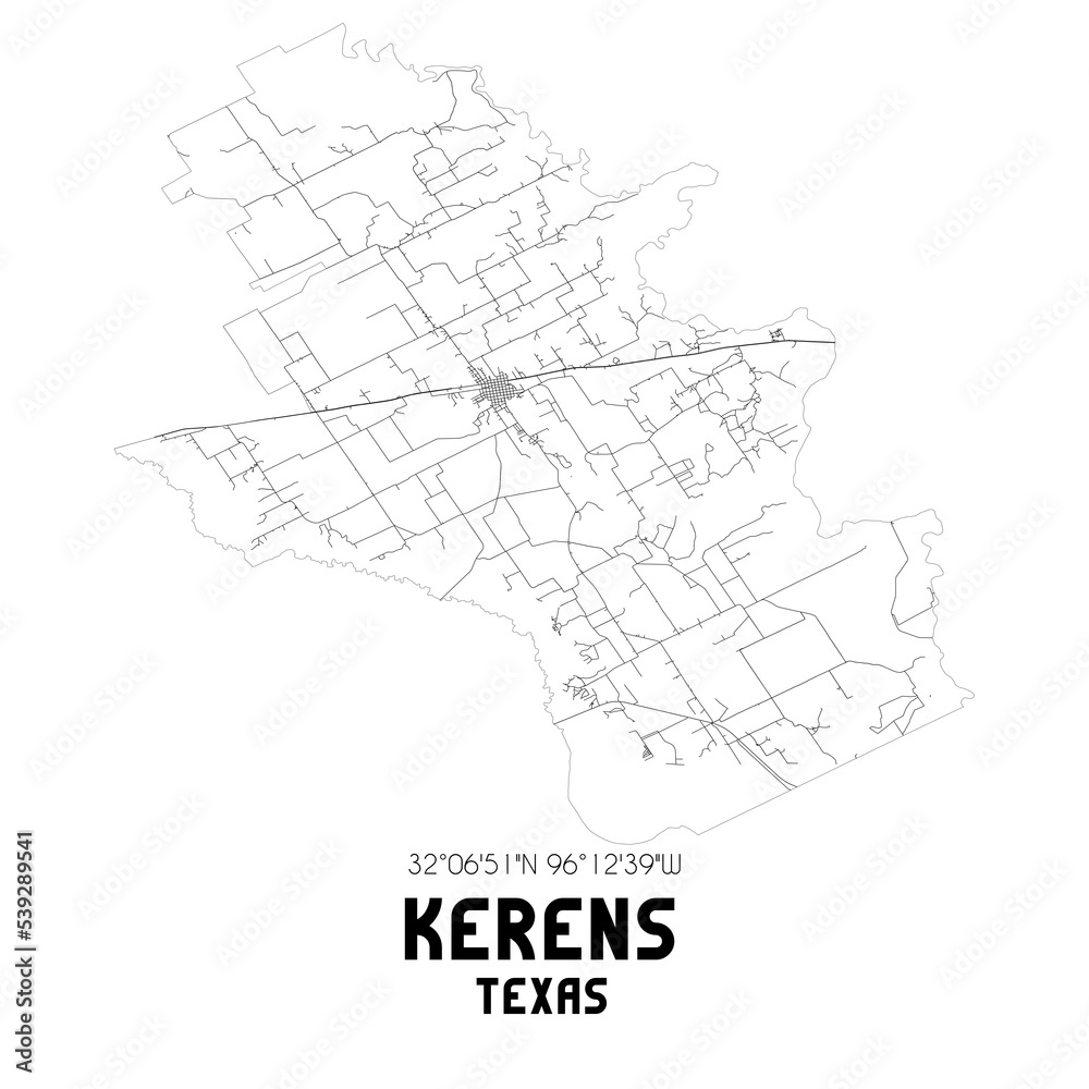 Fototapeta mapa świata dla dzieci Kerens Texas. US street map with