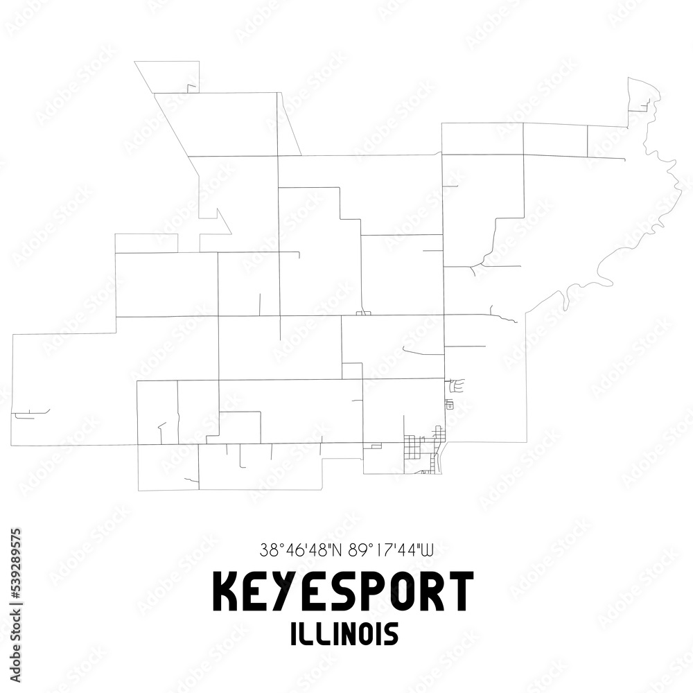 Keyesport Illinois. US street map with black and white lines.