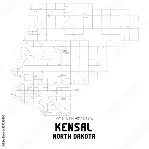 Wallpaper Mural Kensal North Dakota. US street map with black and white lines. Torontodigital.ca