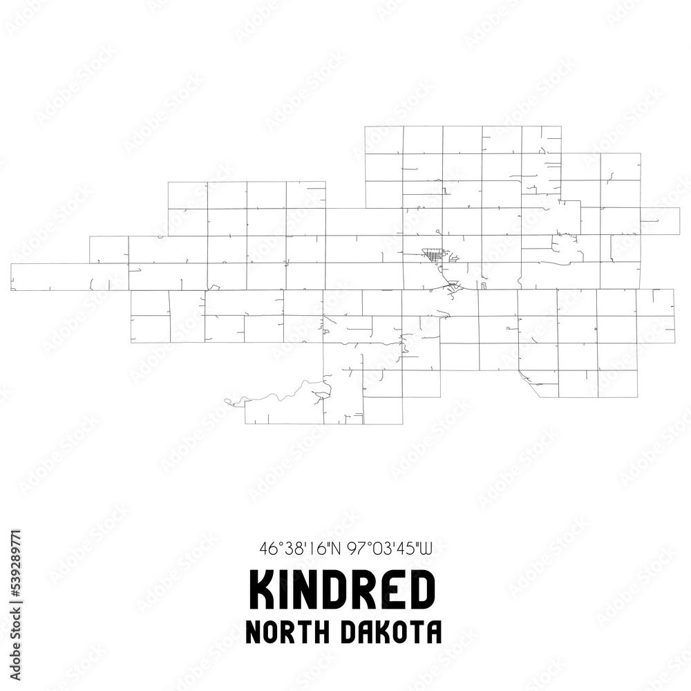 Kindred North Dakota. US street map with black and white lines. Kindred North Dakota. US street map with black and white lines.