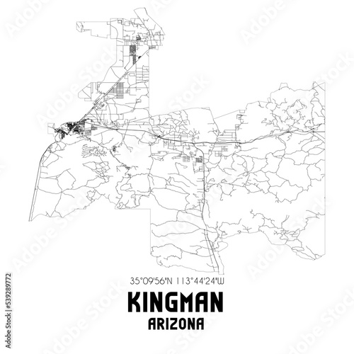 Kingman Arizona. US street map with black and white lines. photo