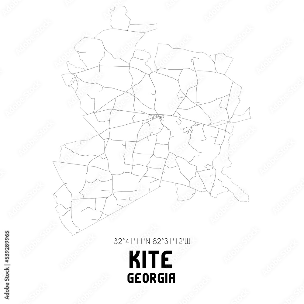 Kite Georgia. US street map with black and white lines.