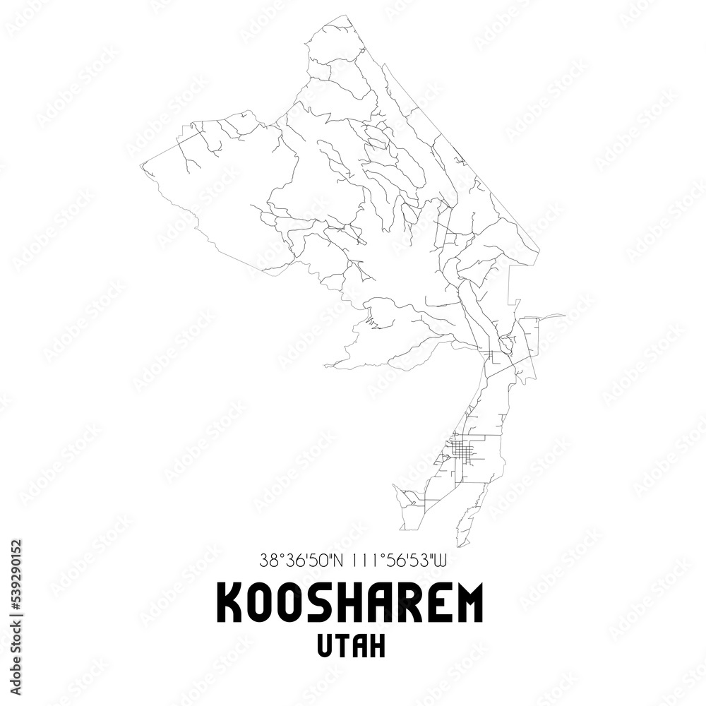 Koosharem Utah. US street map with black and white lines. Koosharem Utah. US street map with black and white lines.