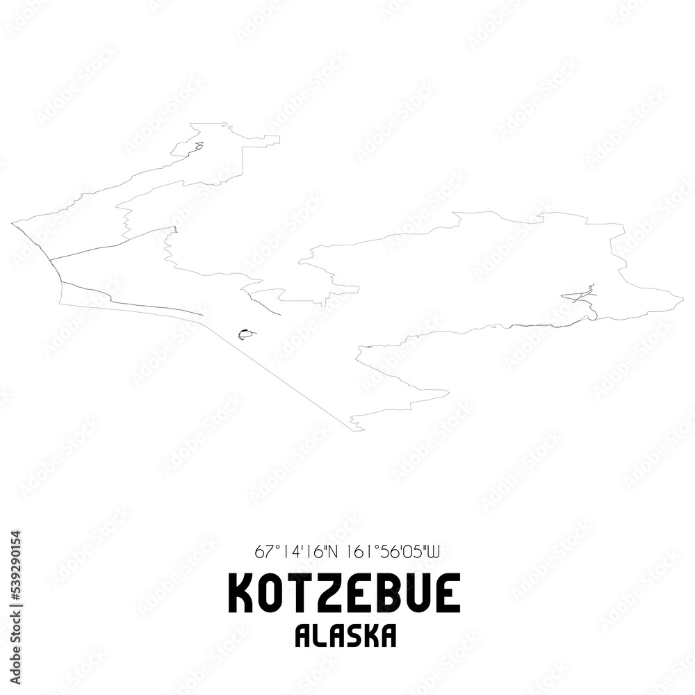 Kotzebue Alaska. US street map with black and white lines. Kotzebue Alaska. US street map with black and white lines.