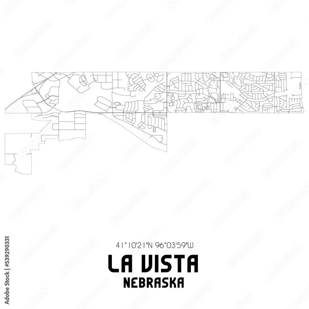 La Vista Nebraska. US street map with black and white lines.