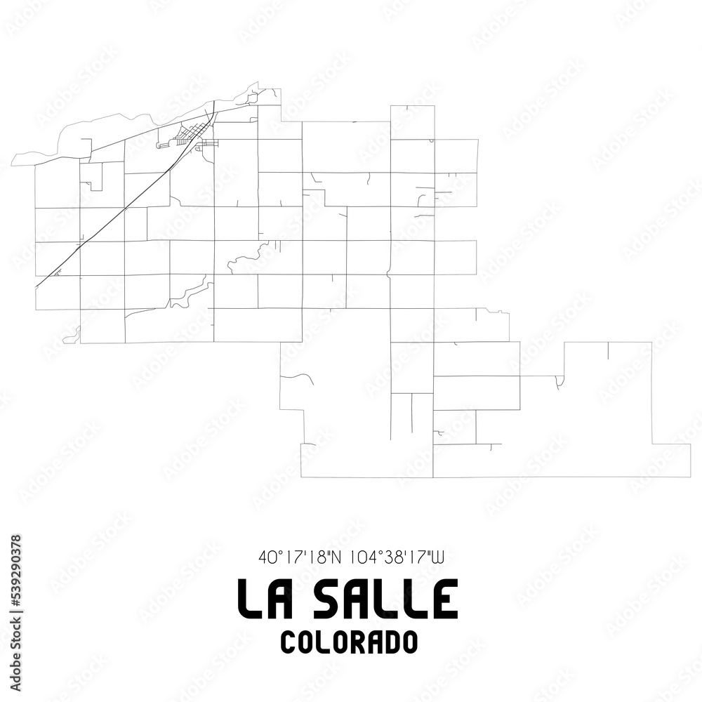La Salle Colorado. US street map with black and white lines.