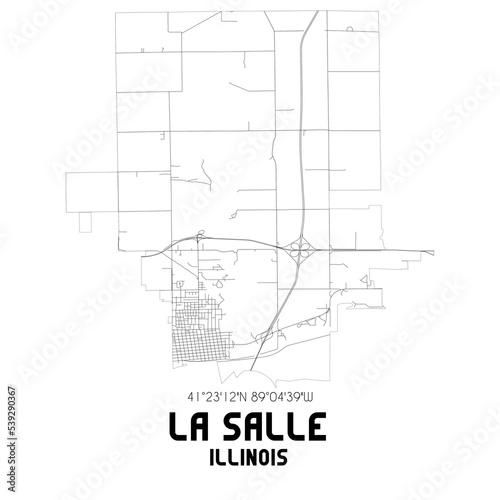 La Salle Illinois. US street map with black and white lines.