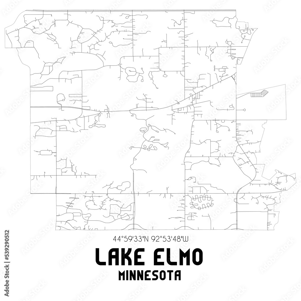Lake Elmo Minnesota. US street map with black and white lines.