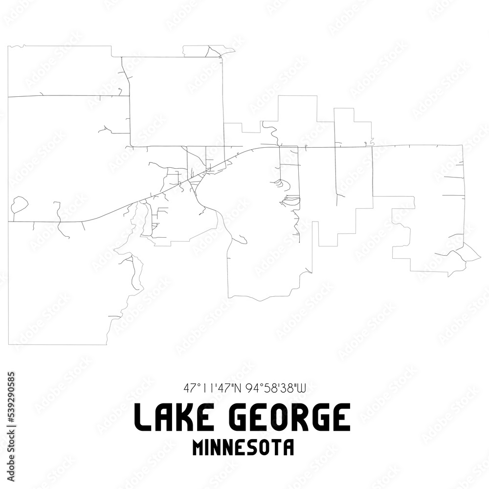 Lake George Minnesota. US street map with black and white lines.
