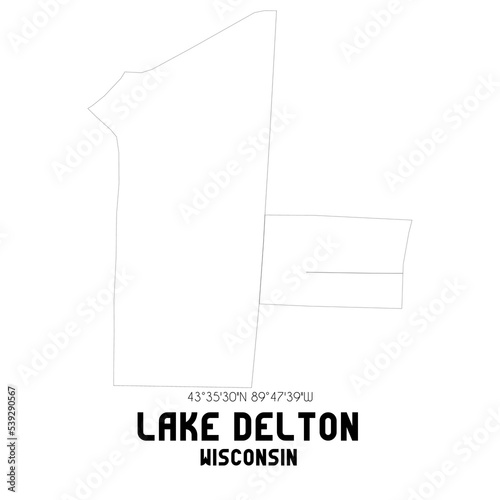 Lake Delton Wisconsin. US street map with black and white lines. photo