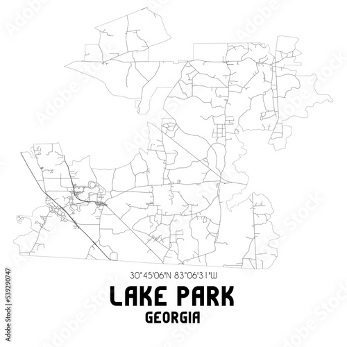 Lake Park Georgia. US street map with black and white lines.
