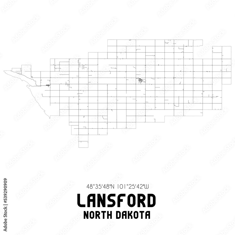 Lansford North Dakota. US street map with black and white lines. Lansford North Dakota. US street map with black and white lines.