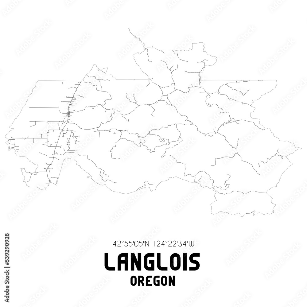 Langlois Oregon. US street map with black and white lines. Langlois Oregon. US street map with black and white lines.
