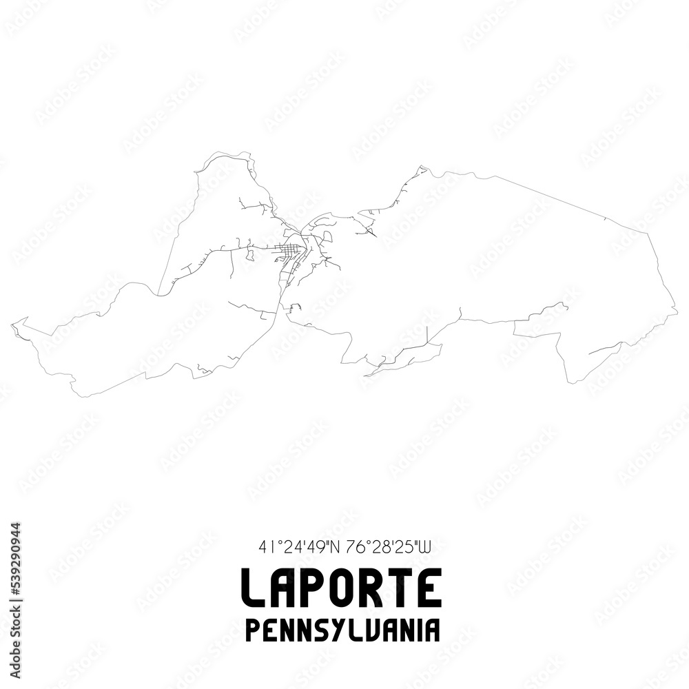 Laporte Pennsylvania. US street map with black and white lines. Laporte Pennsylvania. US street map with black and white lines.