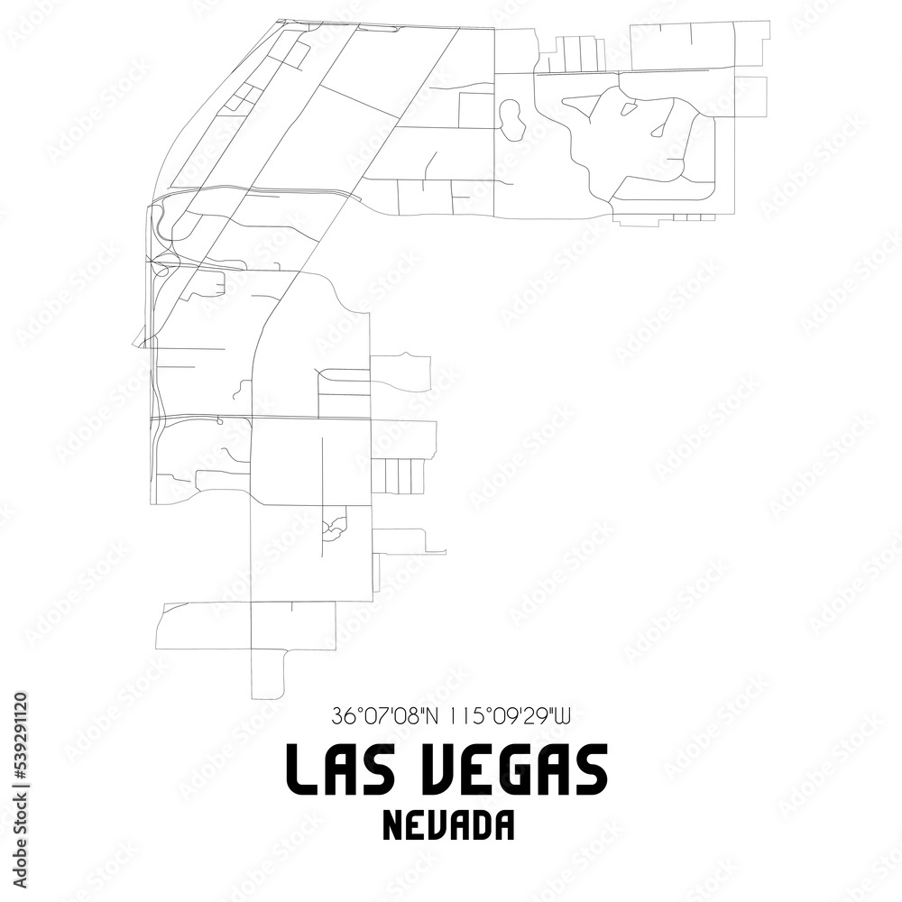 Las Vegas Nevada. US street map with black and white lines.