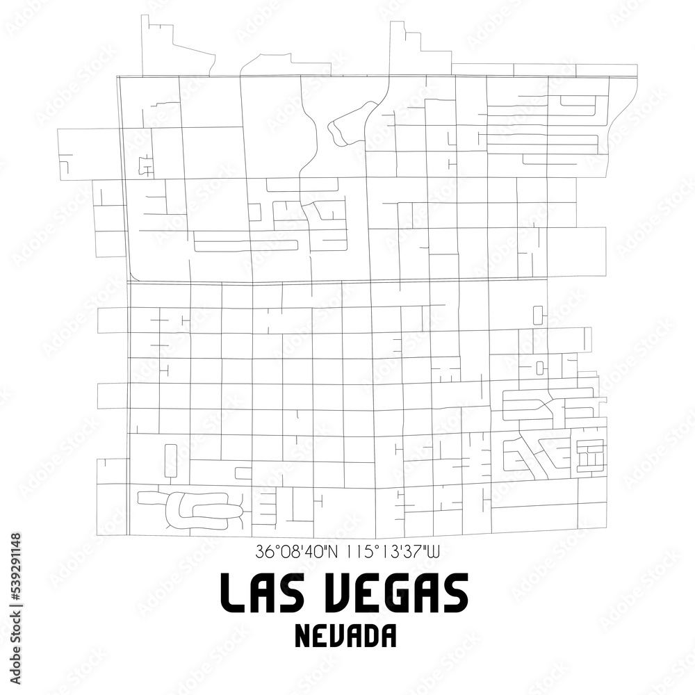 Las Vegas Nevada. US street map with black and white lines.