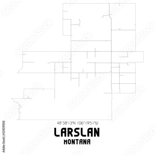 Larslan Montana. US street map with black and white lines.