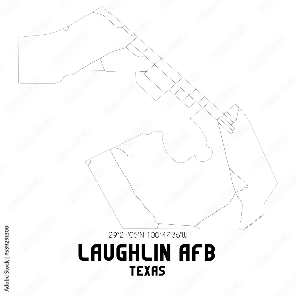 Laughlin Afb Texas. US street map with black and white lines. Stock
