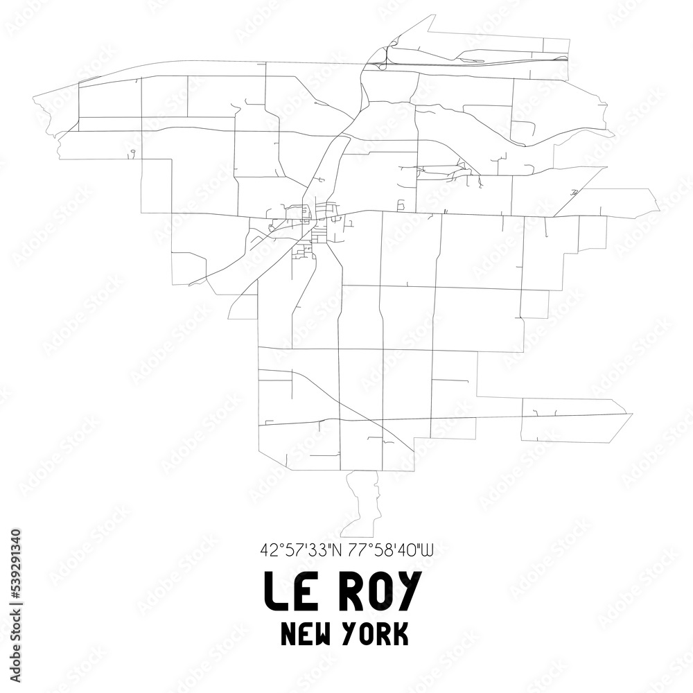 Le Roy New York. US street map with black and white lines. Le Roy New York. US street map with black and white lines.