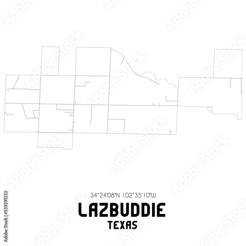 Lazbuddie Texas. US street map with black and white lines. photo