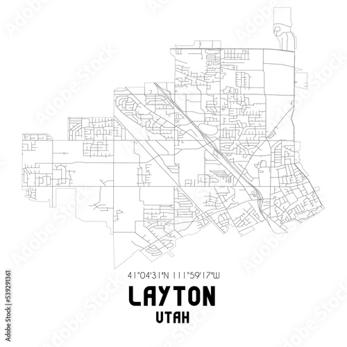 Layton Utah. US street map with black and white lines. photo