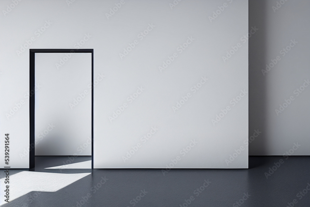 Office conference room, black and white office interior, office table and chairs. Mockup of the corporate room for the placement of corporate attributes of the company. 3D office rendering.