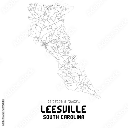 Leesville South Carolina. US street map with black and white lines. photo