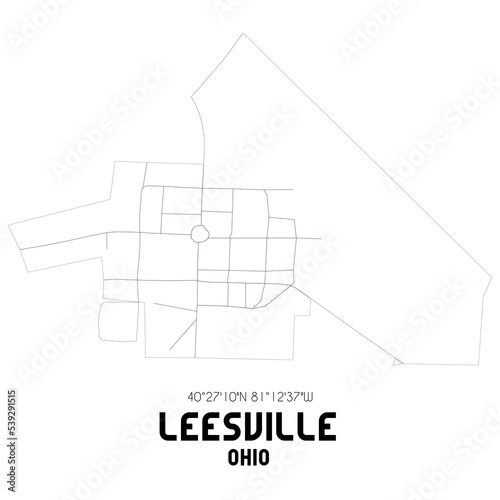 Leesville Ohio. US street map with black and white lines. photo