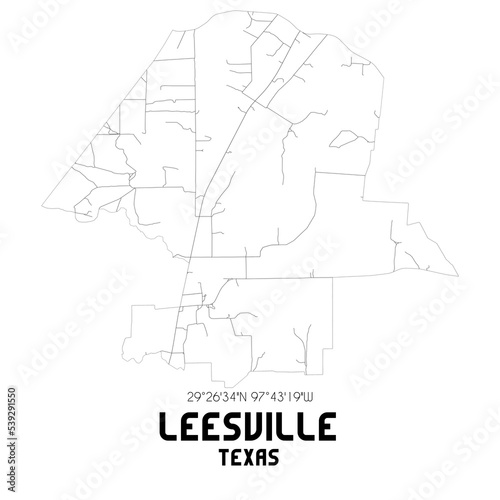 Leesville Texas. US street map with black and white lines. photo