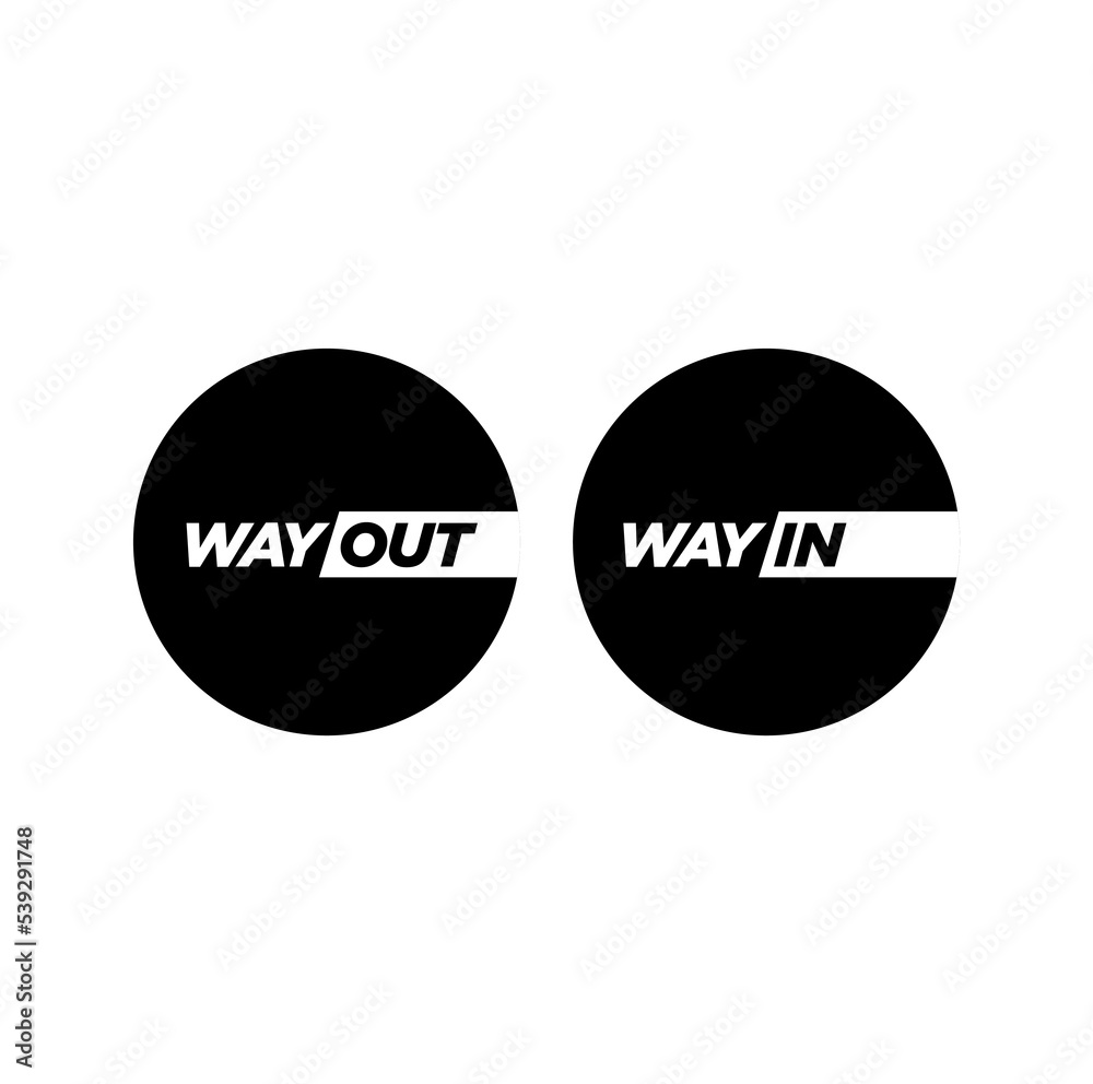 way out and way in vector icon. Black and white way in and out symbol ...
