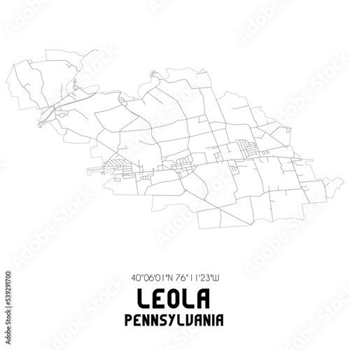 Leola Pennsylvania. US street map with black and white lines.