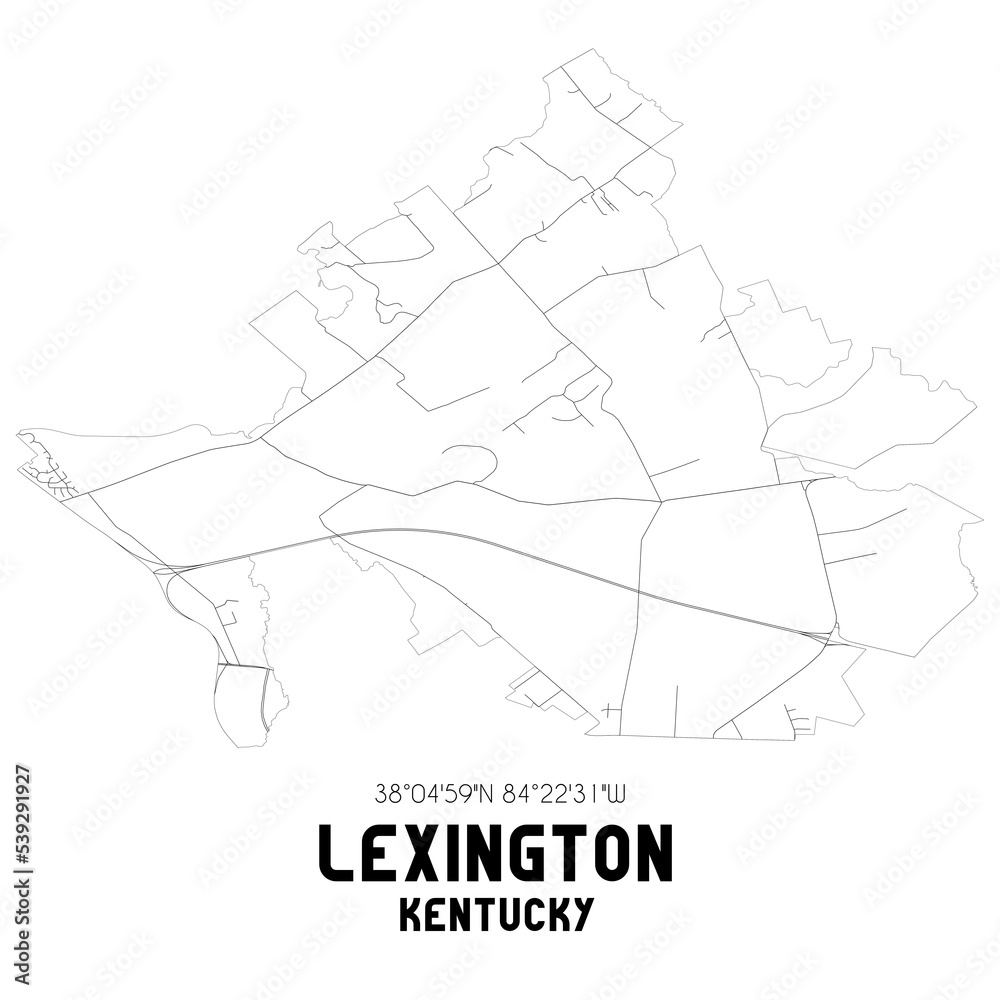 Lexington Kentucky. US street map with black and white lines. Lexington Kentucky. US street map with black and white lines.