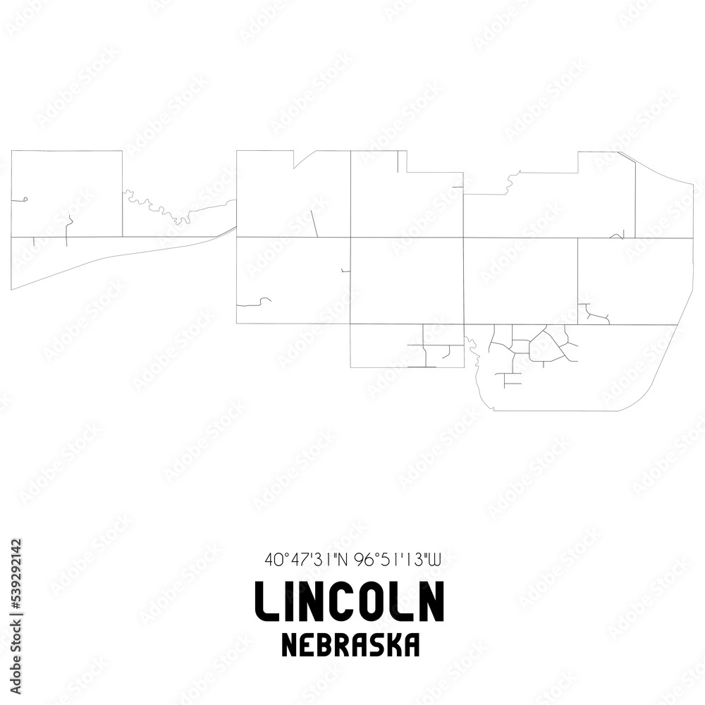 Lincoln Nebraska. US street map with black and white lines. Lincoln Nebraska. US street map with black and white lines.