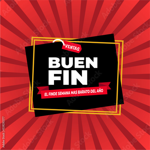 red and black buen fin abstract sale banner. buen fin mexico