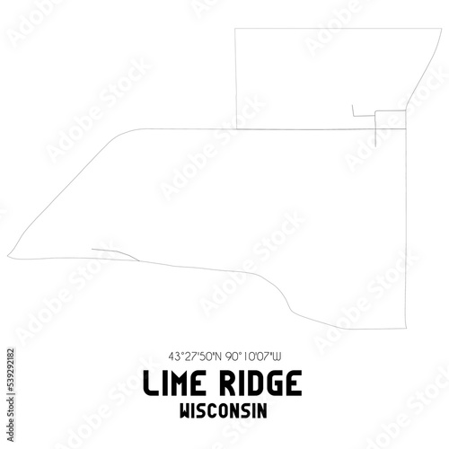 Lime Ridge Wisconsin. US street map with black and white lines.