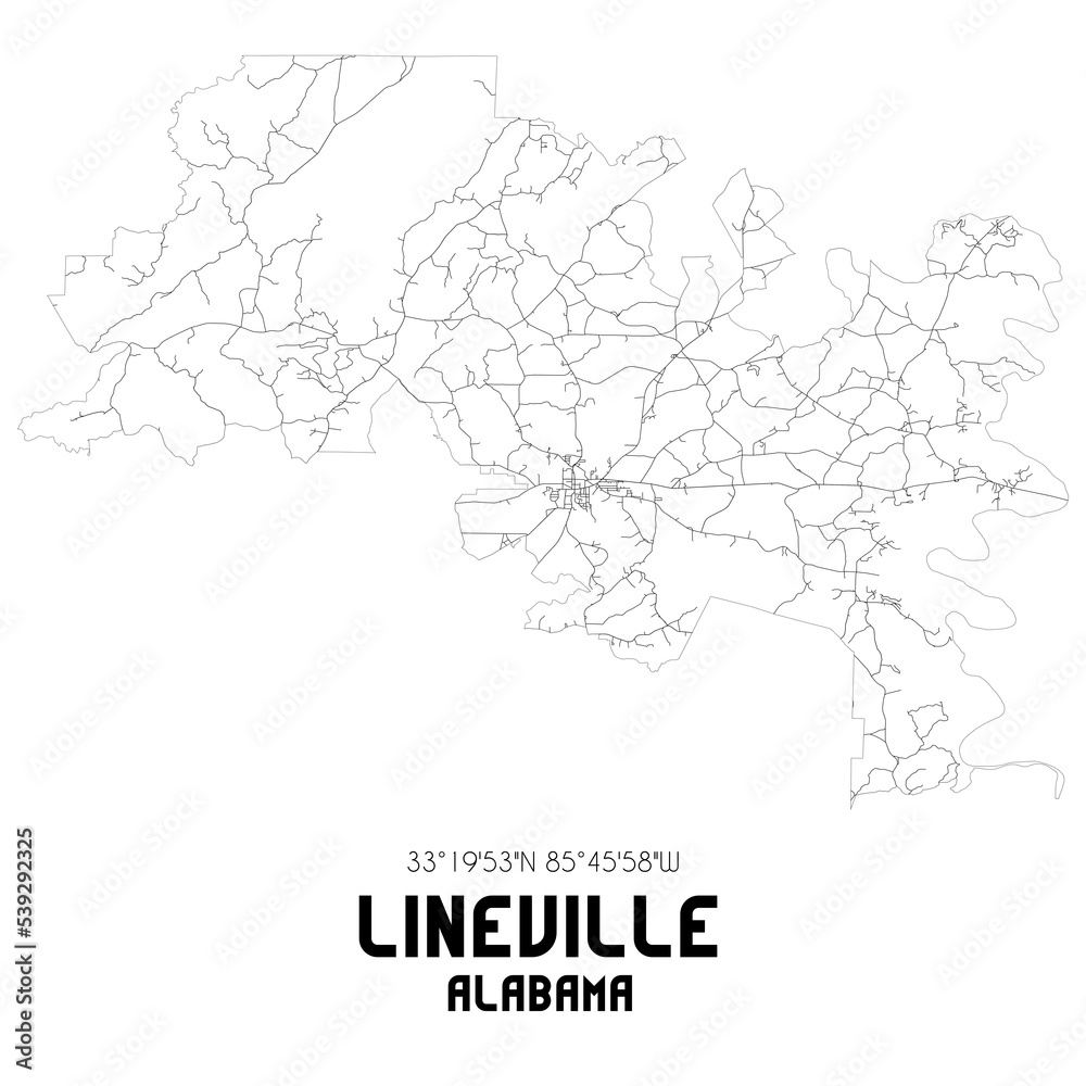Lineville Alabama. US street map with black and white lines. Lineville Alabama. US street map with black and white lines.
