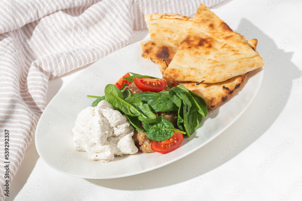 Eggplant caviar with truffle mousse and Focaccia Bread. Eggplant caviar with truffle mousse and Focaccia Bread.