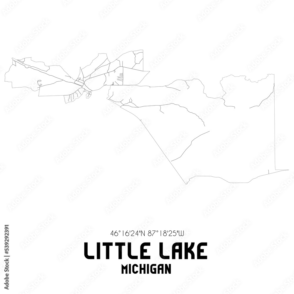 Little Lake Michigan. US street map with black and white lines.