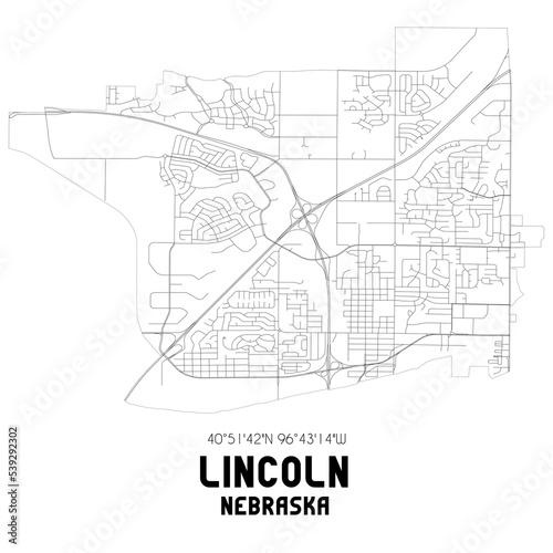 Obraz na płótnie Lincoln Nebraska. US street map with black and white lines. w salonie
