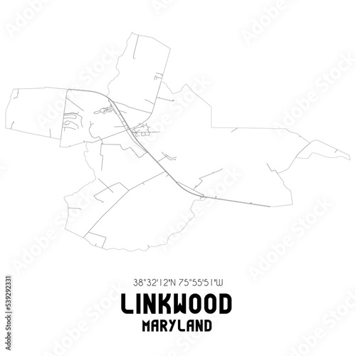Linkwood Maryland. US street map with black and white lines.