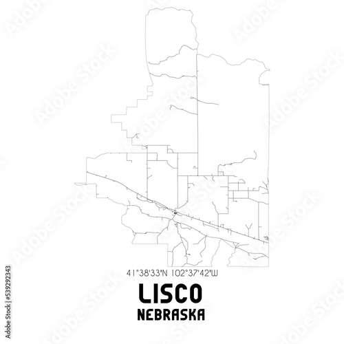 Lisco Nebraska. US street map with black and white lines. photo