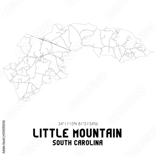 Little Mountain South Carolina. US street map with black and white lines.