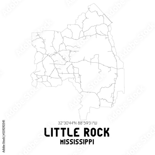Little Rock Mississippi. US street map with black and white lines.