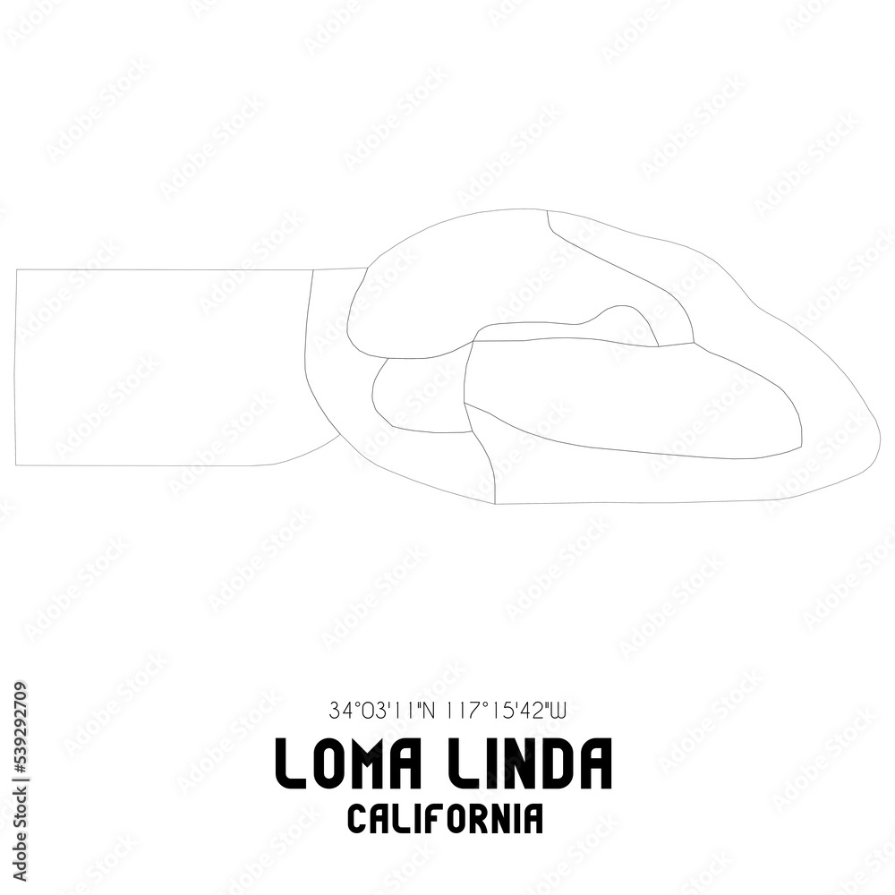 Loma Linda California. US street map with black and white lines. Loma Linda California. US street map with black and white lines.