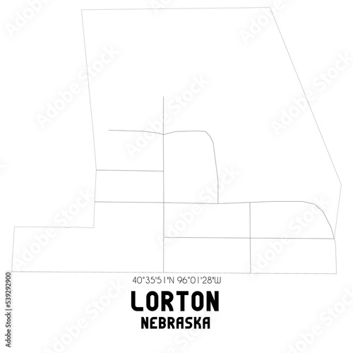 Lorton Nebraska. US street map with black and white lines. photo