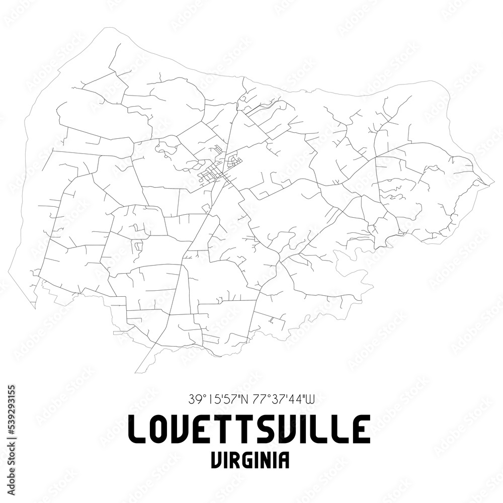 Lovettsville Virginia. US street map with black and white lines. Lovettsville Virginia. US street map with black and white lines.